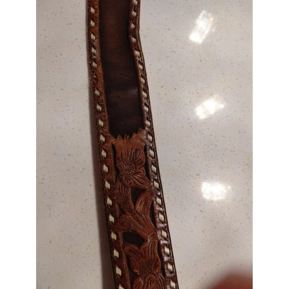 Elk Belt Buckle Turquoise 4”x3”x1.75 Belt Oval with Carved Leather Belt